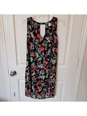 Old Navy Dress Colorful Tropical Floral Hummingbird Summer Misses M